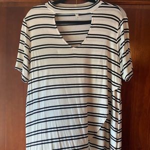 Stripped Cross Neck Top